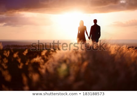 商業照片: Young Couple Holding Hands On Beach At Sunset