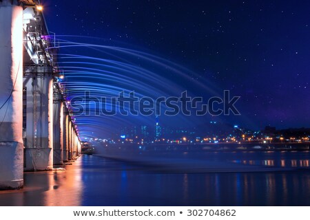 Stok fotoğraf: Rainbow Fountain Show And Milky Way At Banpo Bridge In Seoul So