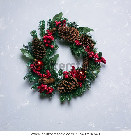 Foto stock: Christmas Decorative Wreath With Cones