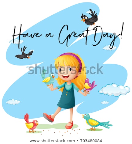 Stock fotó: Little Girl With Phrase Have Great Day