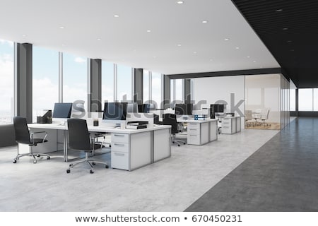 Stockfoto: Office Interior With Modern Comfortable Workspace - Computer Desk Orthopaedic Chair And Natural Day