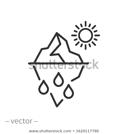 Stockfoto: Iceberg In Ocean Global Warm Vector Thin Line Icon