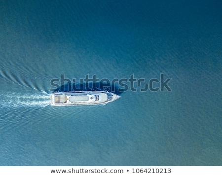 Stok fotoğraf: Aerial Ferry In The Sea On A Sunny Day Blue Water