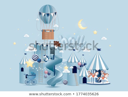 Foto stock: Carousels On A Blue Background