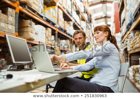 Zdjęcia stock: Warehouse Manager Working On Computer