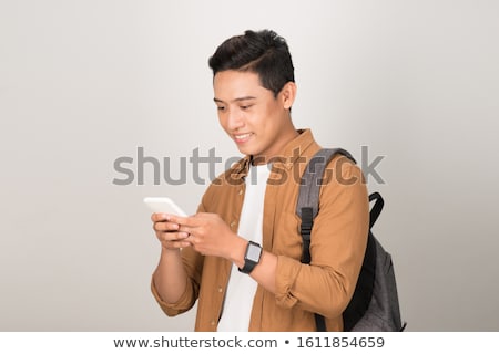 Stockfoto: Student With Backpack Isolated On White