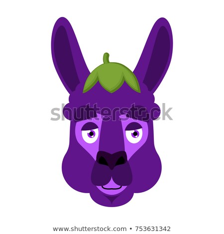 Zdjęcia stock: Lama Alpaca Eggplant Face Avatar Purple Animal Head Vector Ill