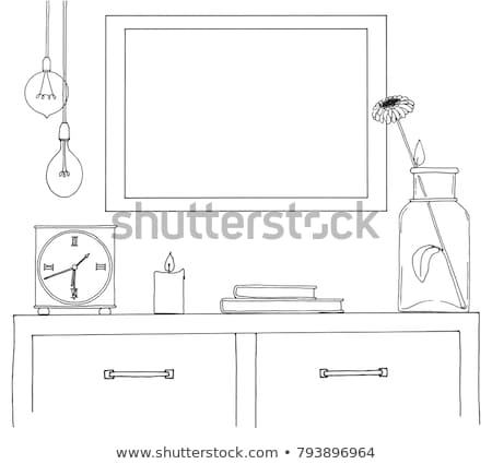 ストックフォト: Sketch Of The Interior Table Bedside Table Shelf With Various Interior Items Can Be Used As A Mo