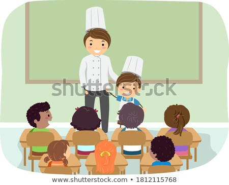 Foto d'archivio: Stickman Kids Little Chefs Talking Illustration