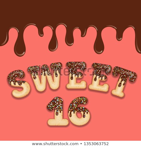 Foto d'archivio: Tempting Typography Icing Text Sweet Sixteen Birthday Text