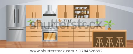 Zdjęcia stock: Family In The Kitchen Showroom