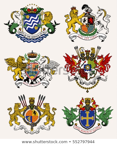 [[stock_photo]]: Lion Unicorn Heraldic Shield Crest Coat Of Arms