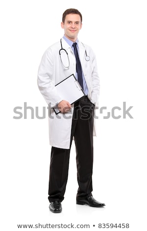 Zdjęcia stock: Full Length Shot Of Physician Posing With Clipboard