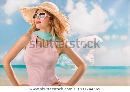 Stok fotoğraf: Attractive Blonde Lady On The Beach