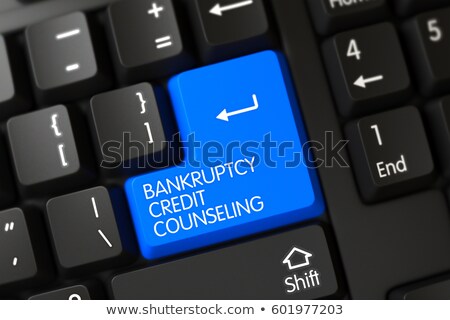 Zdjęcia stock: Keyboard With Blue Button - Bankruptcy Credit Counseling 3d