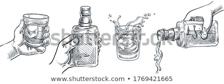 Stock photo: Strong Alcohol Drink In Bottle With Shot Glass