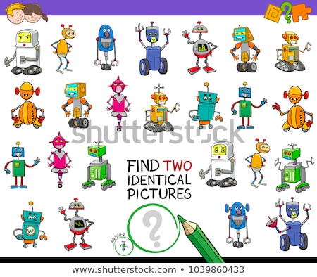 Stok fotoğraf: Find Two Same Robot Characters Game For Kids