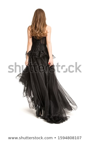 Foto stock: Rear View Of A Woman In Black Corset