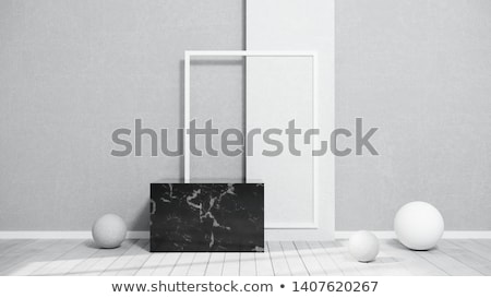 Foto stock: White Business Cards On The Stone Floor 3d Rendering