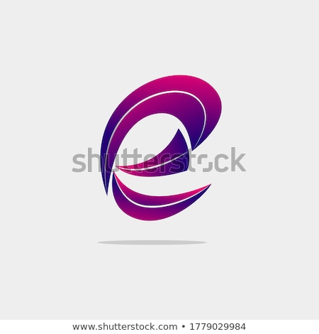 Stok fotoğraf: Blue Crescent Shape Letter E Vector Illustration