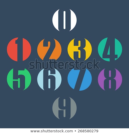 Foto stock: Colorful And Abstract Icons For Number 7 Set 8