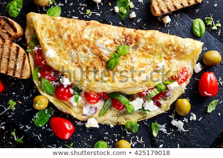 ストックフォト: Omelet With Ham Tomato