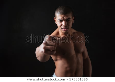 ストックフォト: Angry Shirtless African American Man Athlete Pointing On You