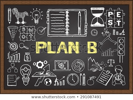 [[stock_photo]]: Plan B Concept Doodle Icons On Chalkboard