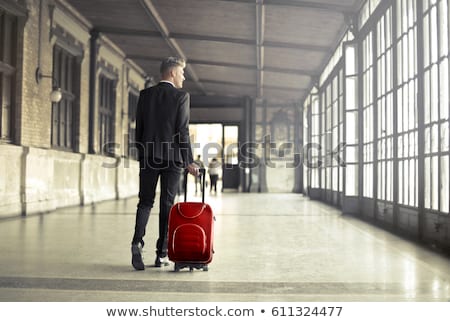 Сток-фото: Businessman With Wheeled Suitcase