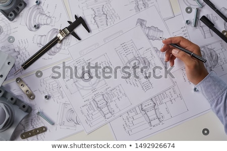 Stock fotó: Technical Drawing And Tools