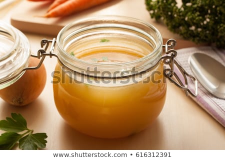 Сток-фото: Chicken Bone Broth In A Glass Jar
