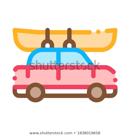 Сток-фото: Car Driven Boat Canoeing Icon Vector Illustration