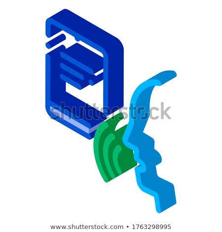Foto stock: Notebook Human Voice Control Isometric Icon Vector Illustration