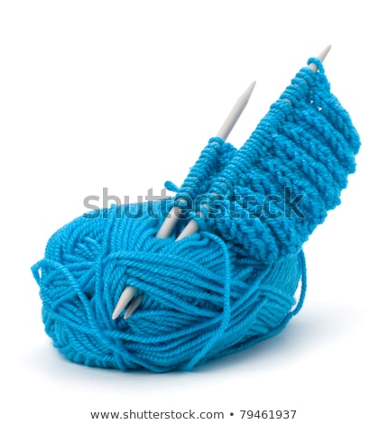 Foto stock: Woollen Thread And Knitting Needle Needlework Accessories On White Background