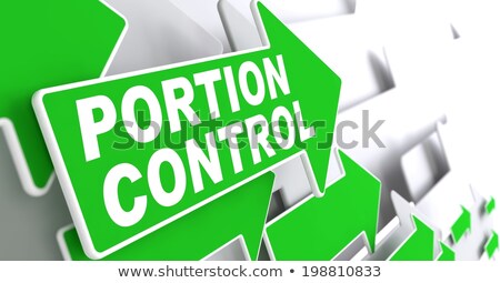 Сток-фото: Portion Control On Green Direction Arrow Sign