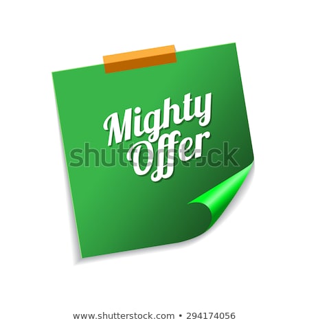 Zdjęcia stock: Mighty Offer Green Sticky Notes Vector Icon Design