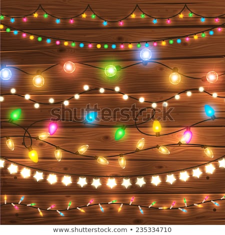 Stockfoto: Christmas Lights Bulbs Garland Vector Frame