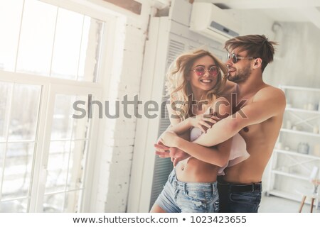 Stock fotó: Topless Young Couple