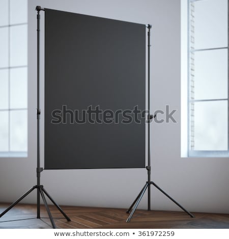 Сток-фото: Blank Black Canvas On Two Tripods In Loft 3d Rendering