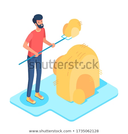 Stock photo: Hay Making On Field Isometric 3d Element