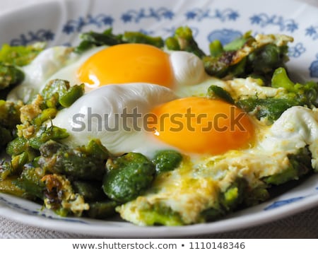 Stok fotoğraf: Fried Bean With Fried Eggs