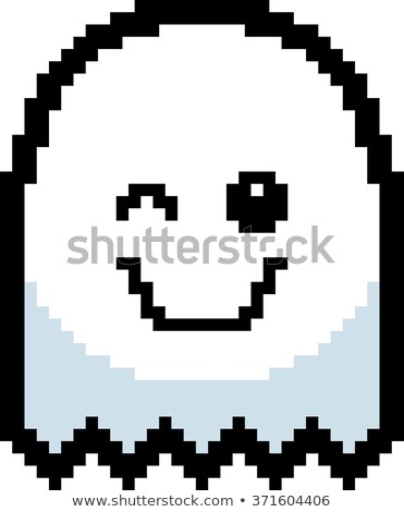 [[stock_photo]]: Winking 8 Bit Cartoon Ghost