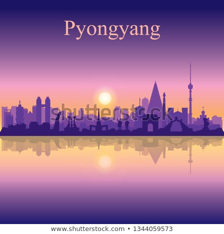 Сток-фото: Pyongyang City Silhouette On Sunset Background