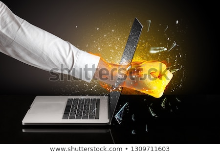 Stock photo: Hand Hitting Laptop Screen Screen