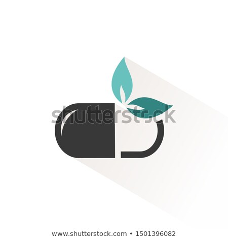 Stok fotoğraf: Nature Pill Icon With Beige Shade Pharmacy Vector Illustration