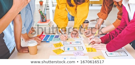 Stok fotoğraf: Graphic Designers Team Work Together With Ux Ui Designer Plannin