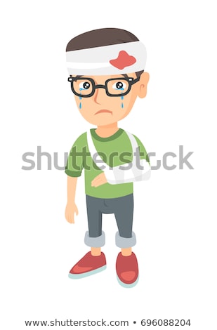 [[stock_photo]]: Little Boy With Plaster On Head