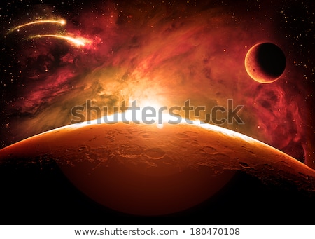 Zdjęcia stock: Planet Mars Close Up With Sunrise In Space