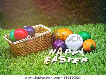 [[stock_photo]]: White Bowls Easter Eggs And Golf Balls