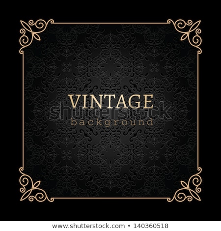 [[stock_photo]]: Vintage Black Invitation Cover With Golden Lace Decoration